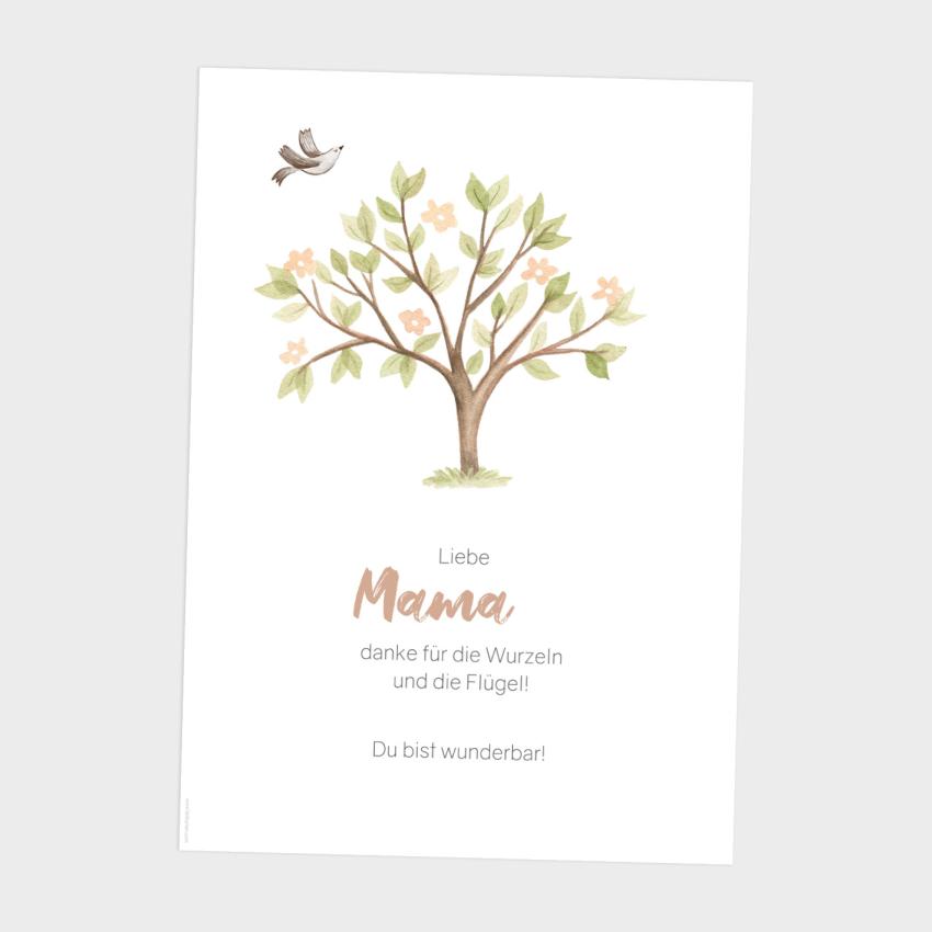Spruchposter "Wurzeln Flügel" | Geschenkidee | Personalisiert  | Muttertag | Wanddeko