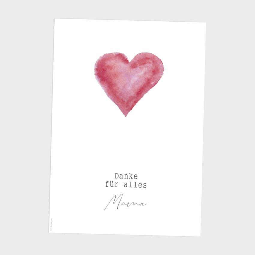 Spruchposter "Aquarell Herz" | Geschenkidee | Personalisiert  | Muttertag | Wanddeko