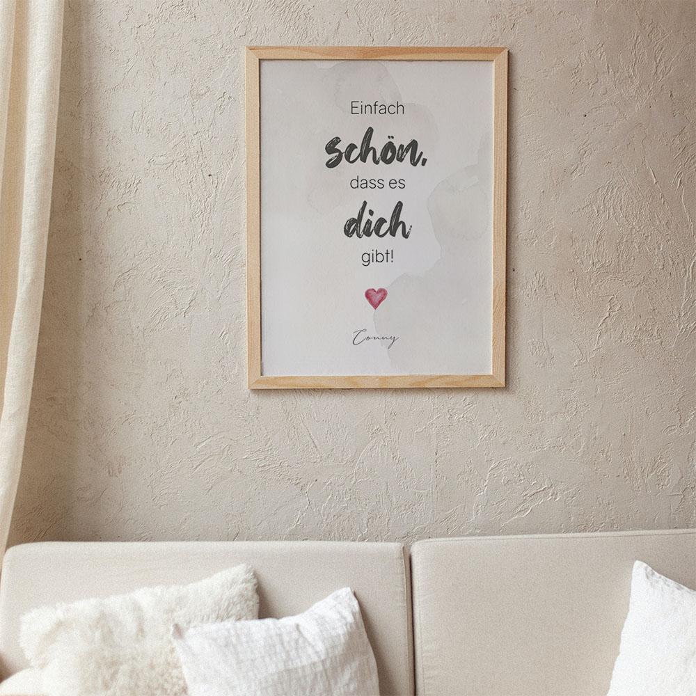 Spruchposter "Schön, dass es dich gibt" | Geschenkidee | Personalisiert  | individuelles Bild | Wanddeko
