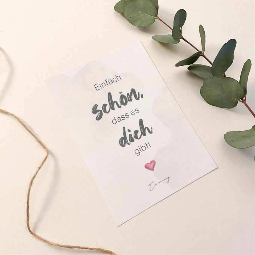 Spruchposter "Schön, dass es dich gibt" | Geschenkidee | Personalisiert  | individuelles Bild | Wanddeko