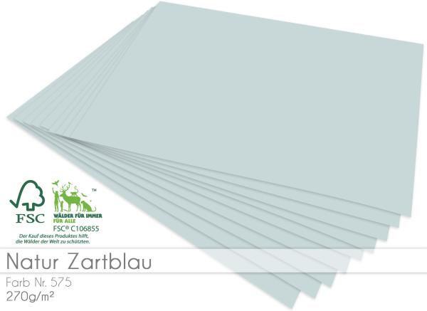 Cardstock "Natur" - Bastelpapier 270g/m² DIN A4 in natur zartblau - 5 Bogen