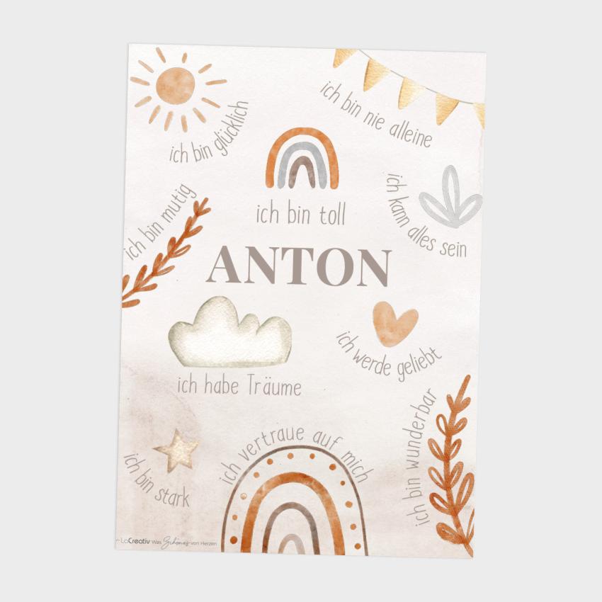 Affirmationsposter "Regenbogen" | Affirmation | Einschulung | Geschenk 1. Geburtstag |  | Kinderzimmerdeko