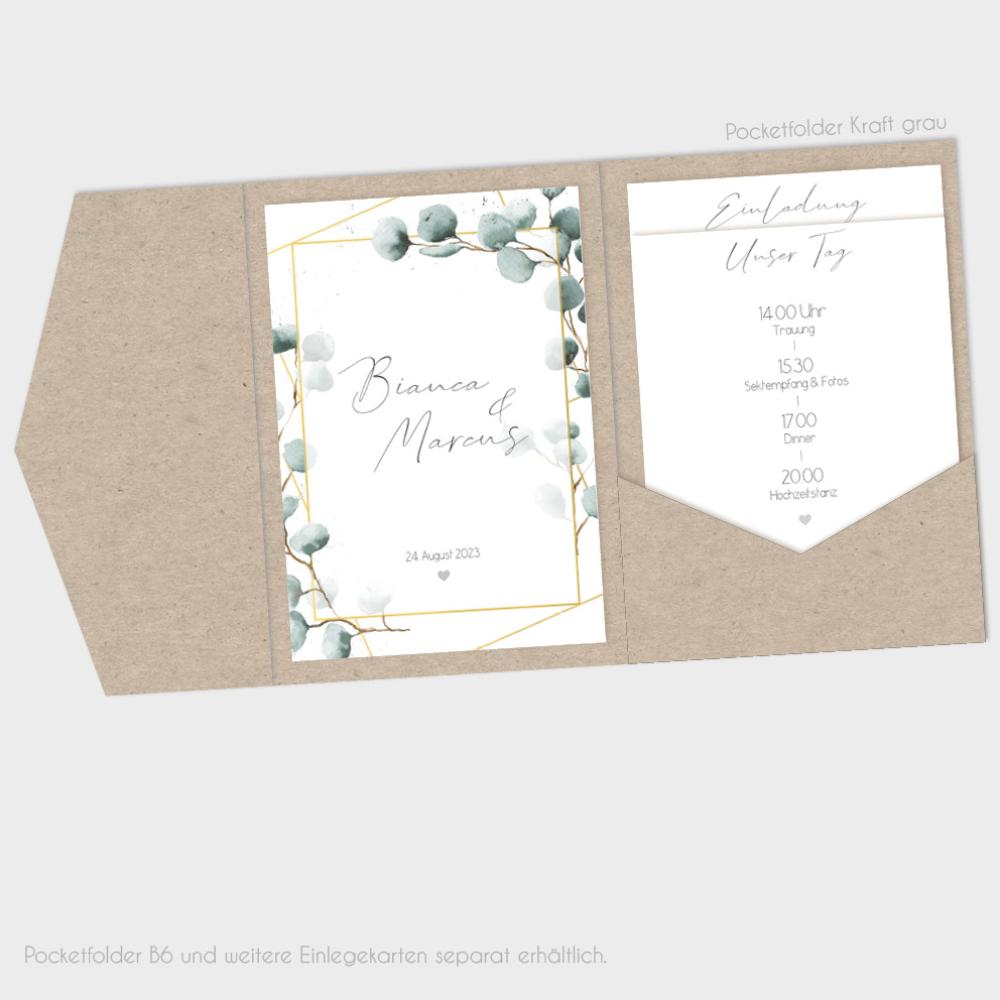 Einlegekarten-Bundle "Geometric Eukalyptus" B6