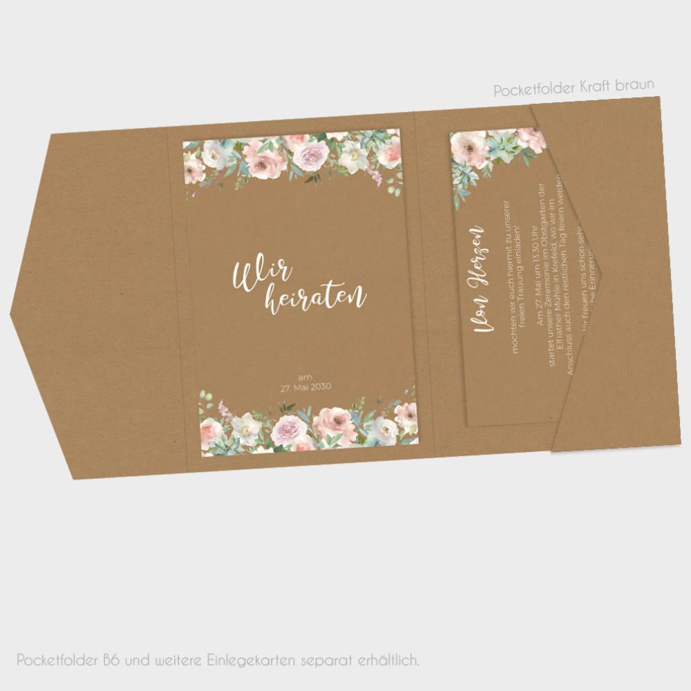 Einlegekarten-Bundle "Kraft White Roses" B6 | 2