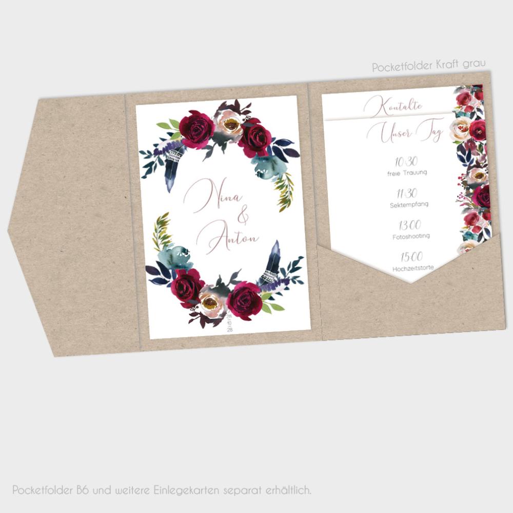 Einlegekarten-Bundle "Merlot und Navy" B6