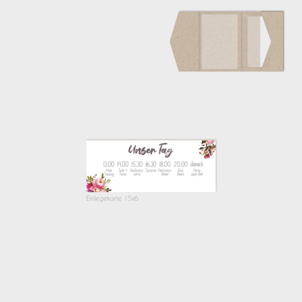 Einlegekarte "Pink Bunch" 15x6
