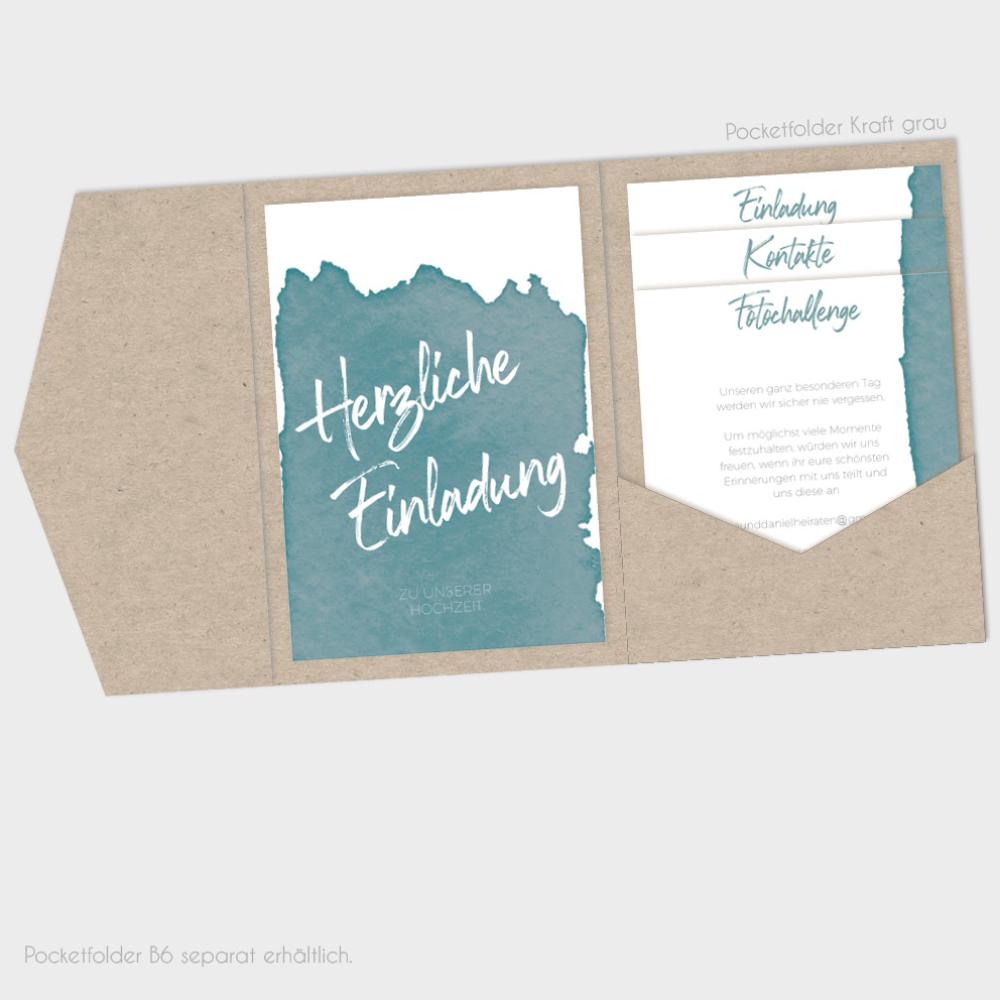 Einlegekarten-Bundle "Watercolor-Brush | Petrol" B6