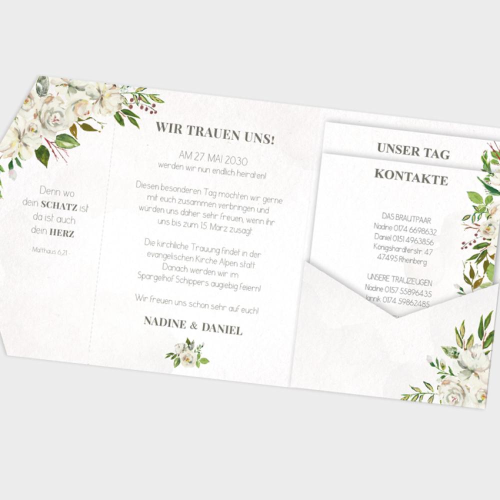 Pocketfold Einladung "Antique White" B6