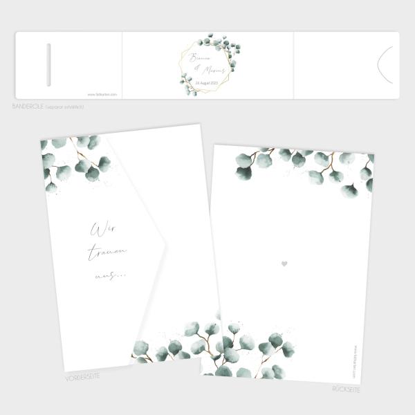 Pocketfold Einladung "Geometric Eukalyptus" B6