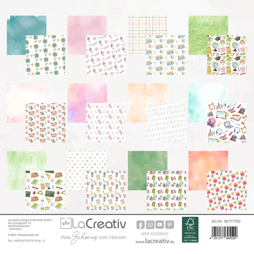 LaCreativ - Designpapier "Farbenfroher Schulanfang" Paper Pack 6x6" - 24 Bogen