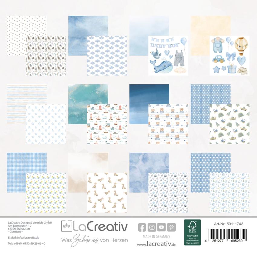 LaCreativ - Designpapier "Himmelblaues Babyglück" Paper Pack 6x6" - 24 Bogen