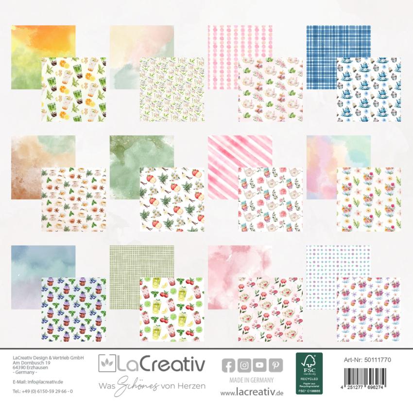 LaCreativ - Designpapier "Teeliebe" Paper Pack 6x6" - 24 Bogen