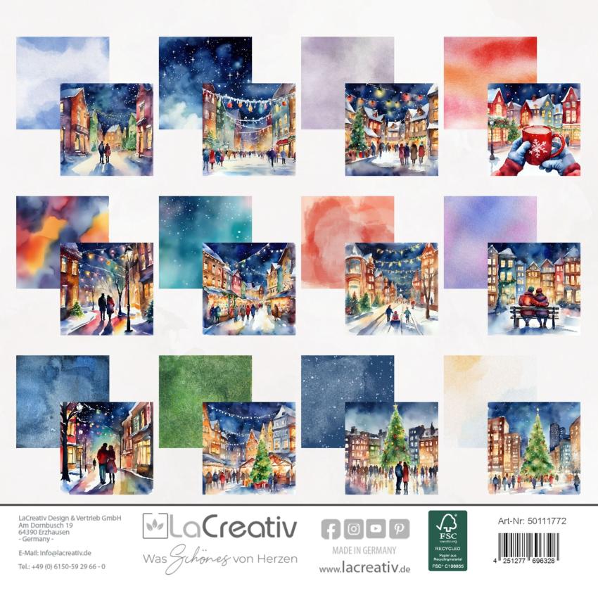 LaCreativ - Designpapier "Weihnachten in der Stadt" Paper Pack 6x6" - 24 Bogen