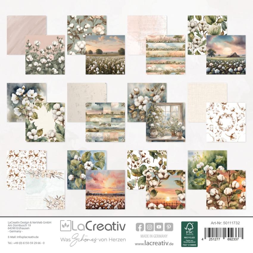 LaCreativ - Designpapier "Zarte Baumwollträume" Paper Pack 6x6" - 24 Bogen