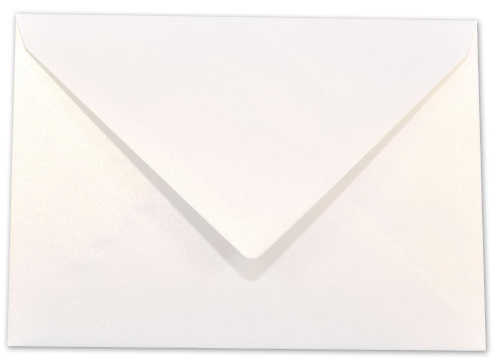 Briefumschläge - Briefhüllen in metallic-perlweiss, DIN A5 120g/m² oF, Nassklebung