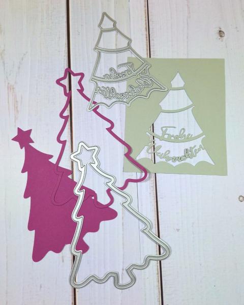Kulricke Stanzschablone "Weihnachtsbaum Frohe Weihnachten" Craft Die 