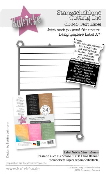 Kulricke Stanzschablone "Text Label" Craft Die 