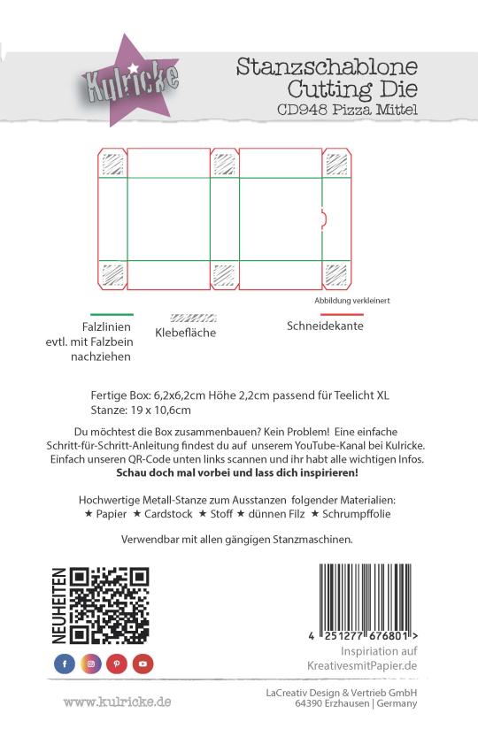 Kulricke Stanzschablone "Pizza Box - Mittel" Craft Die 