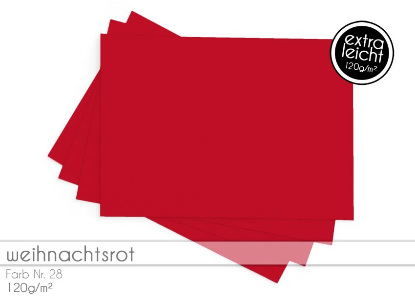 Tonkarton - Tonpapier DIN A4 120g/m² - 25 Bogen in weihnachtsrot