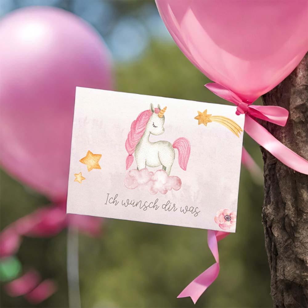 Luftballonkarten "Baby Unicorn" | Ballonkarte | Taufe | Geburtstag | Hochzeit | Geschenkidee