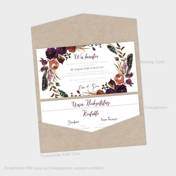 Backing-Card "Boho Violett-Flower" 19,5x10