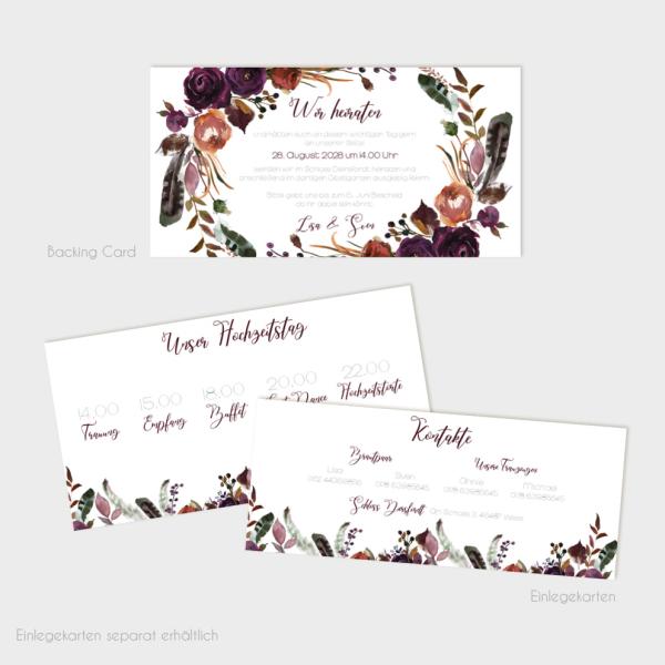 Backing-Card "Boho Violett-Flower" 19,5x10
