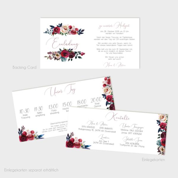 Backing-Card "Merlot und Navy" 19,5x10
