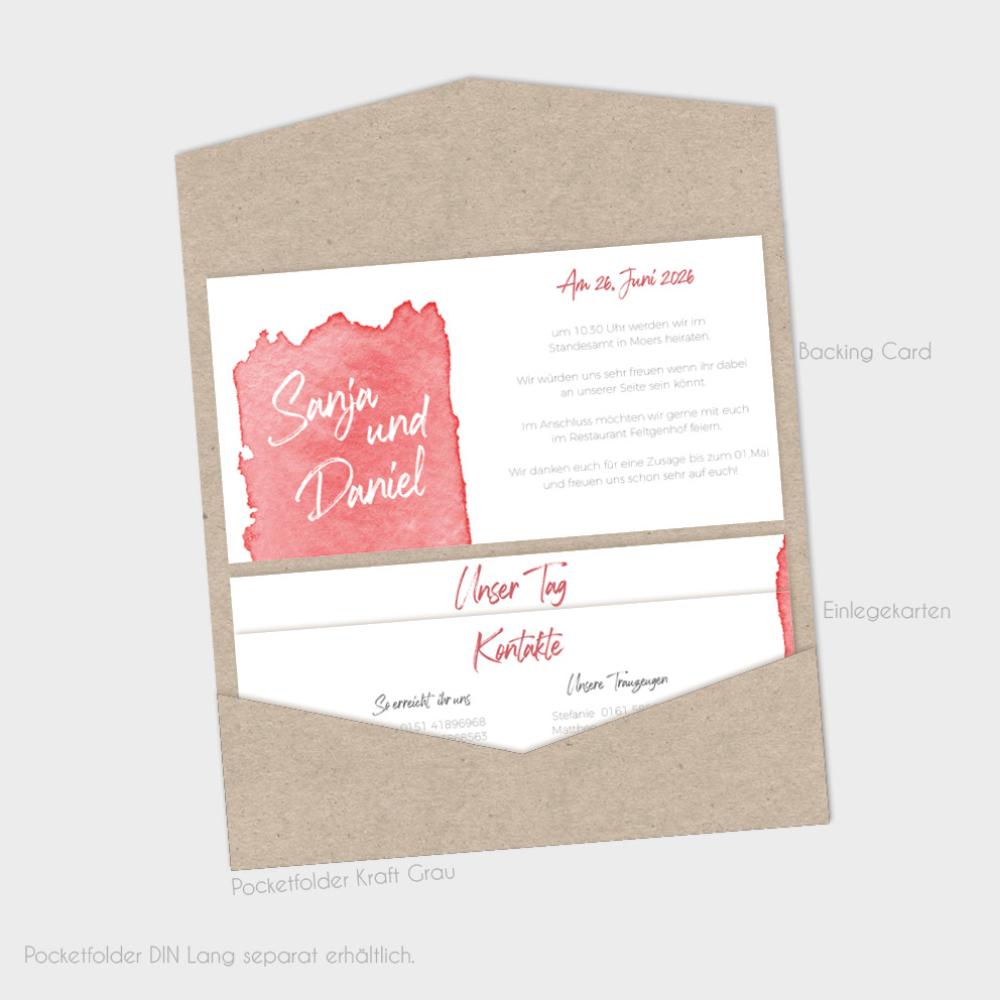 Einlegekarten-Bundle "Watercolor-Brush | Rot" DIN Lang