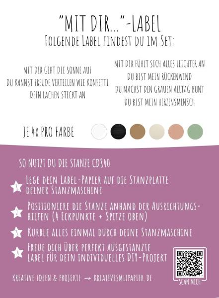 Kulricke Designpapier - "Mit dir ..." Label Papier A7