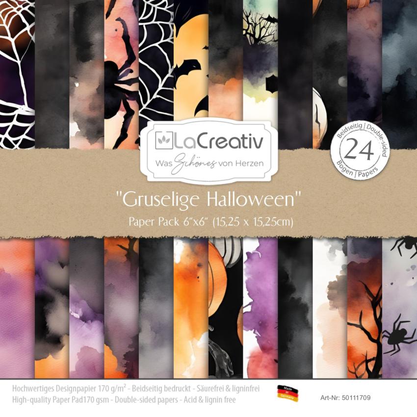 LaCreativ - Designpapier "Gruselige Halloween" Paper Pack 6x6" - 24 Bogen