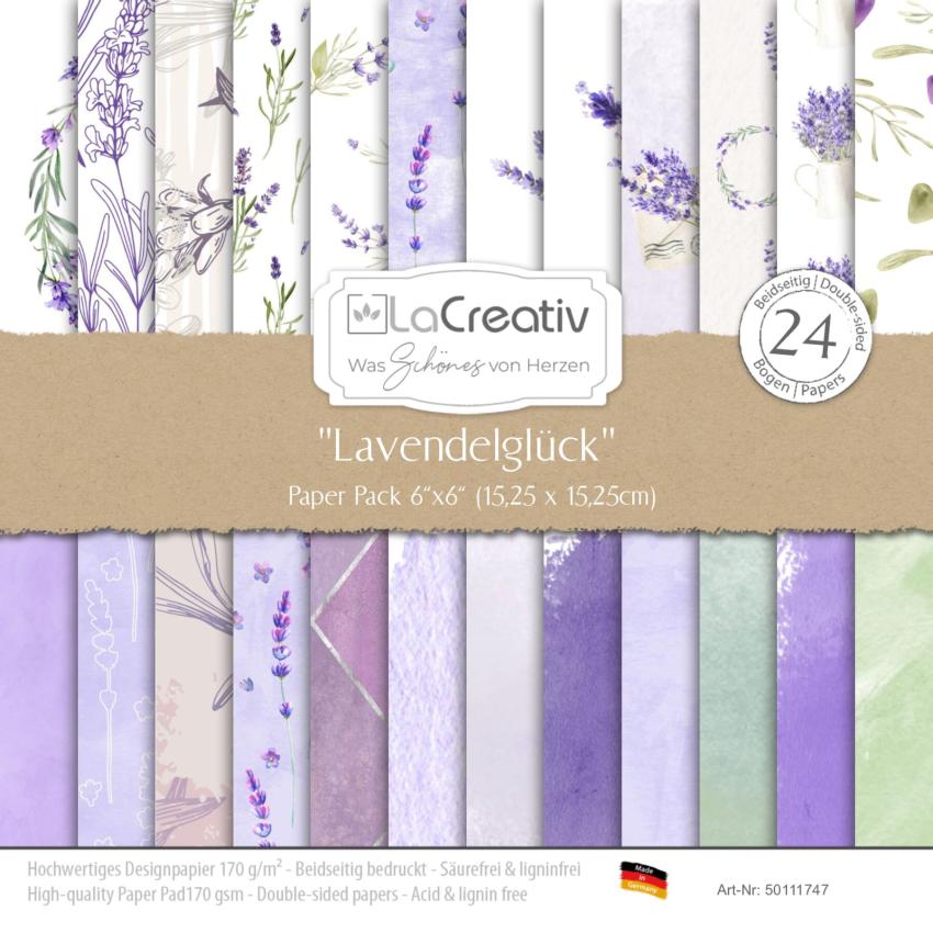 LaCreativ - Designpapier "Lavendelglück" Paper Pack 6x6" - 24 Bogen