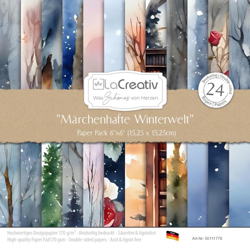 LaCreativ - Designpapier "Märchenhafte Winterwelt" Paper Pack 6x6" - 24 Bogen