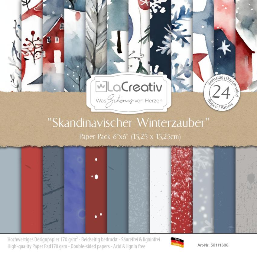 LaCreativ - Designpapier "Skandinavischer Winterzauber" Paper Pack 6x6" - 24 Bogen