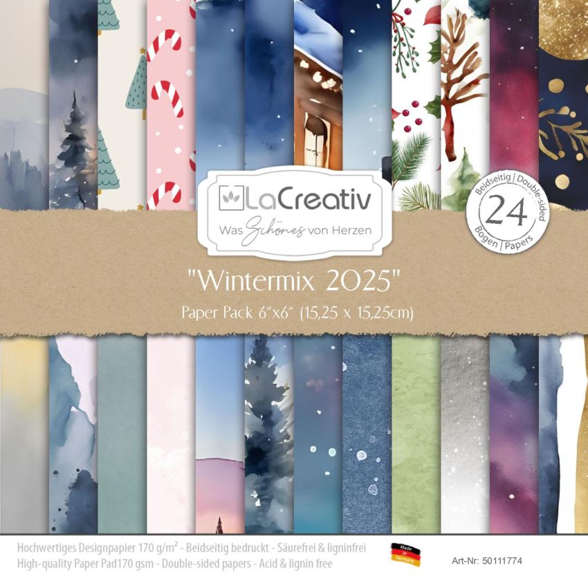 LaCreativ - Designpapier "Wintermix 2025" Paper Pack 6x6" - 24 Bogen