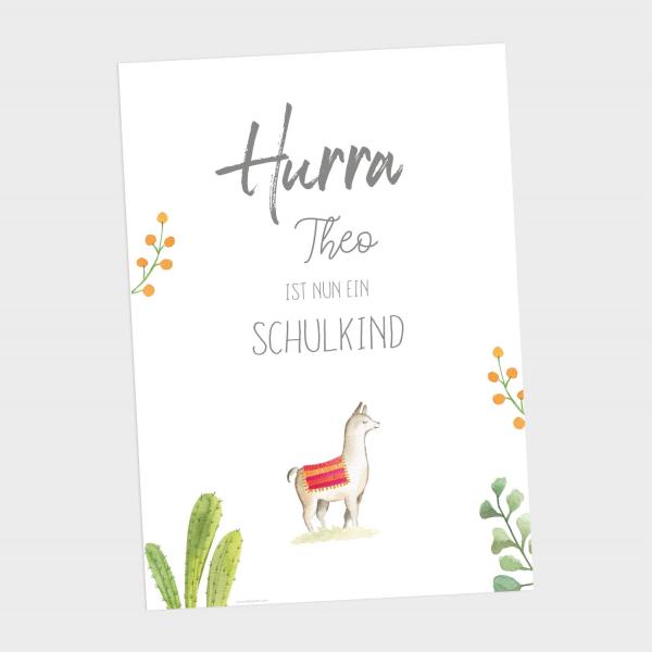 Schulkind-Poster "Lama" | Einschulung | Meilensteintafel | Geschenk 1. Geburtstag |  | Personalisiertes Geschenk