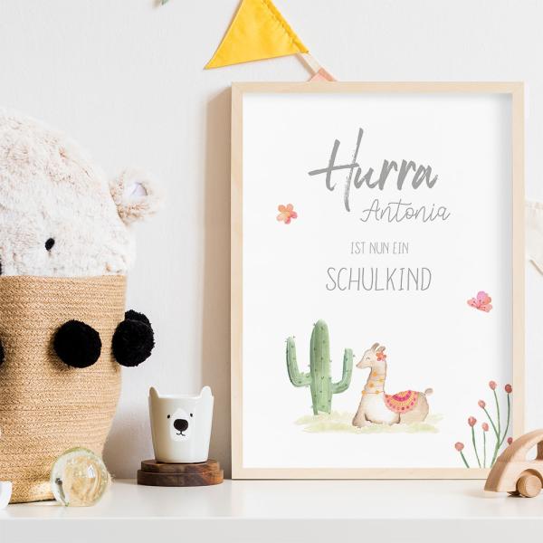 Schulkind-Poster "Lama" | Einschulung | Meilensteintafel | Geschenk 1. Geburtstag |  | Personalisiertes Geschenk