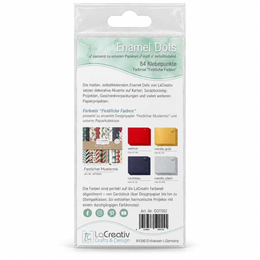 LaCreativ Enamel Dots „Festliche Farben“ – 84 selbstklebende Dekopunkte
