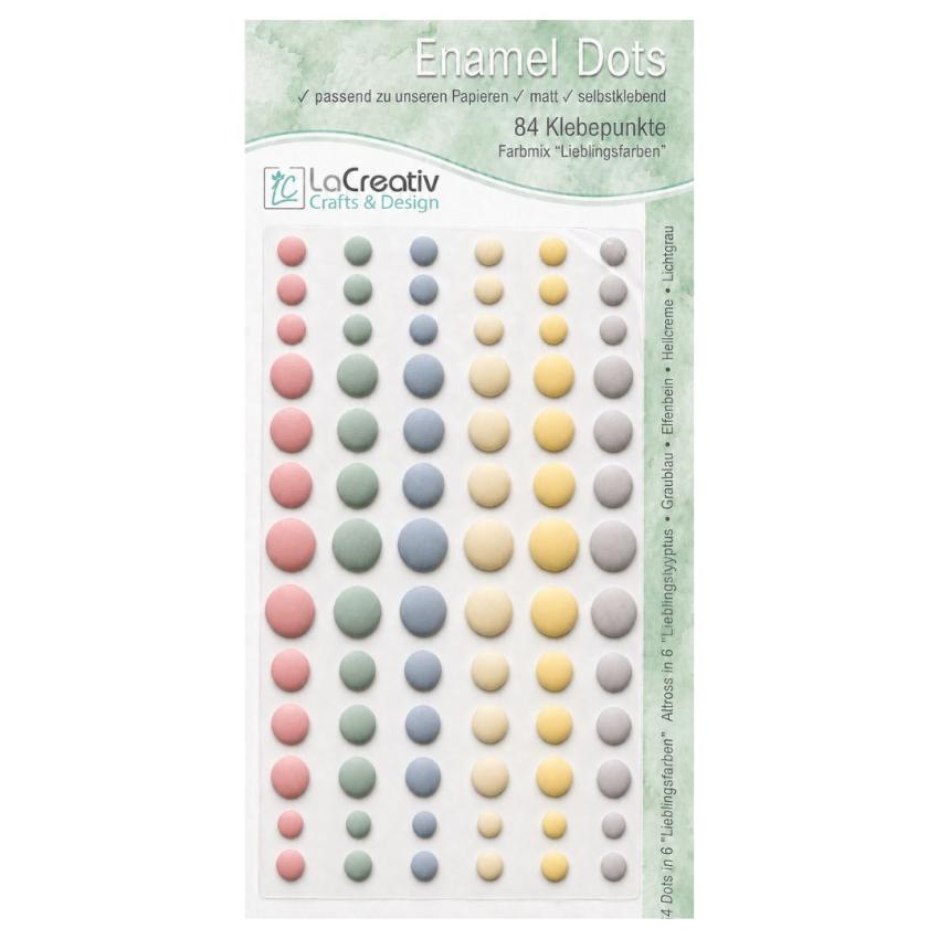 LaCreativ Enamel Dots „Lieblingsfarben“ – 84 selbstklebende Klebepunkte