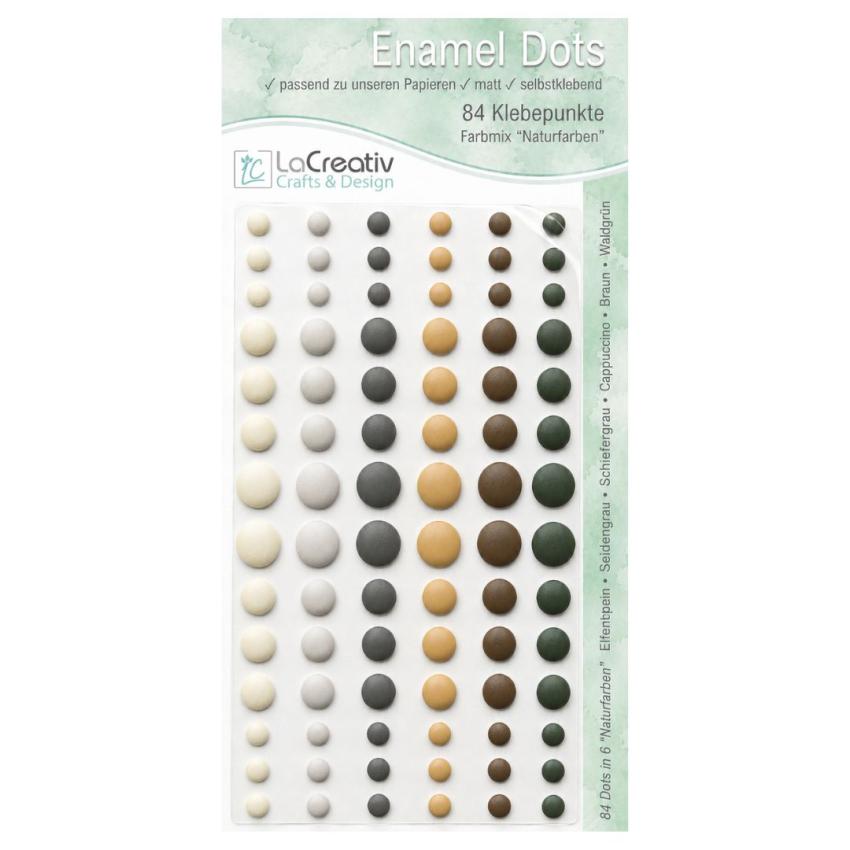 LaCreativ Enamel Dots „Naturfarben“ – 84 selbstklebende Dekopunkte