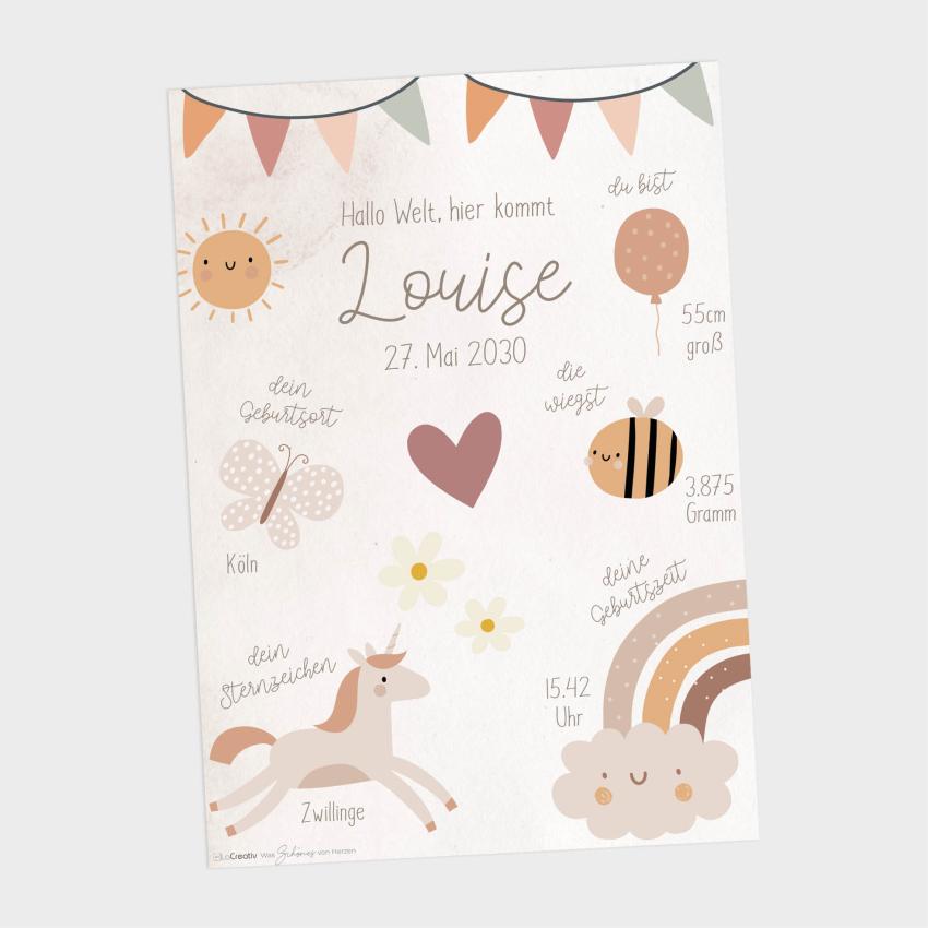 Geburtsposter "Boho" | Geburtstafel | Geburtsdaten | Geburtsbild | Geburt Geschenk