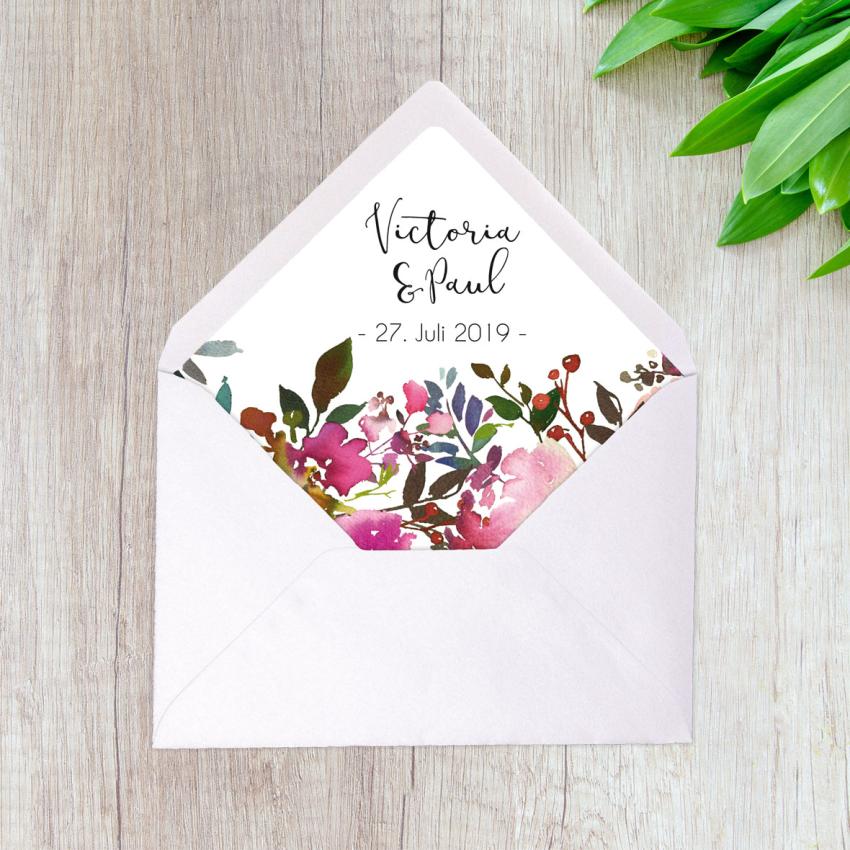 Briefumschlag B6 mit Innenfutter "Pink Bunch" individualisierbar