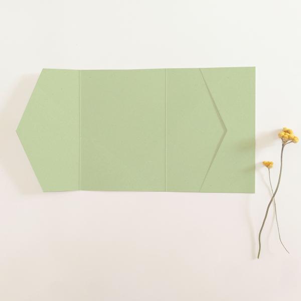 Pocketfold-Karte B6 seitlich Recycling "Kraft Recycling Kiwi" Basic Line