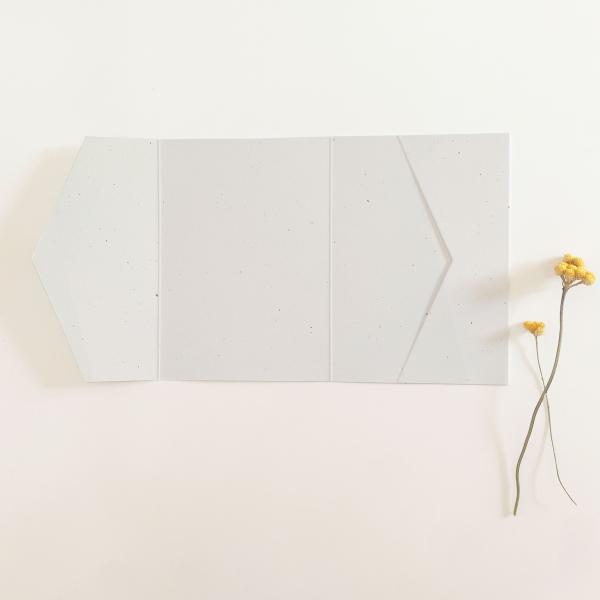 Pocketfold-Karte B6 seitlich Recycling "Kraft Wollweiss" Basic Line