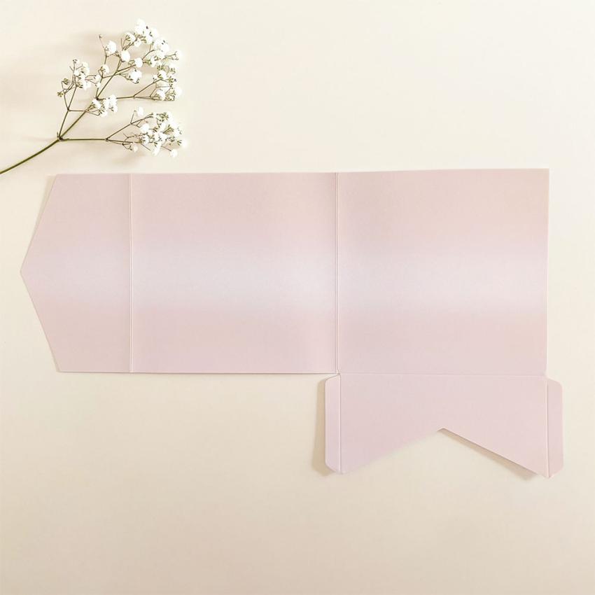 Pocketfold-Karte Quer-Format quadratisch (15x15) Premium-Karton "Metallic Puderrosa" Basic Line