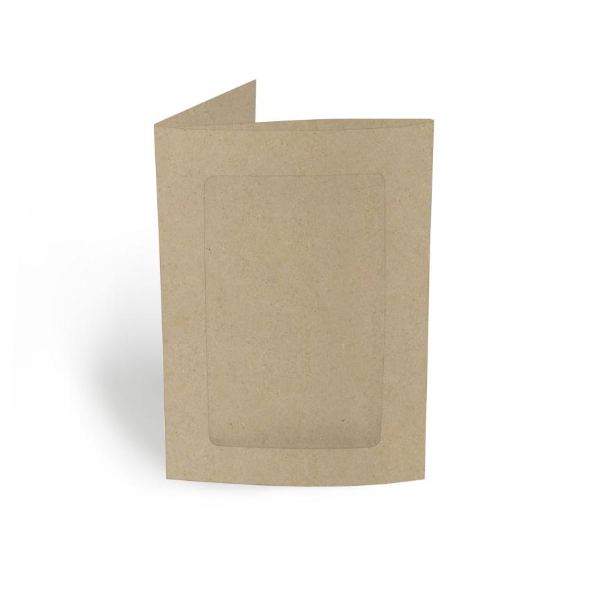 Passepartoutkarte rechteck 3-Fach DIN A6 in kraft grau