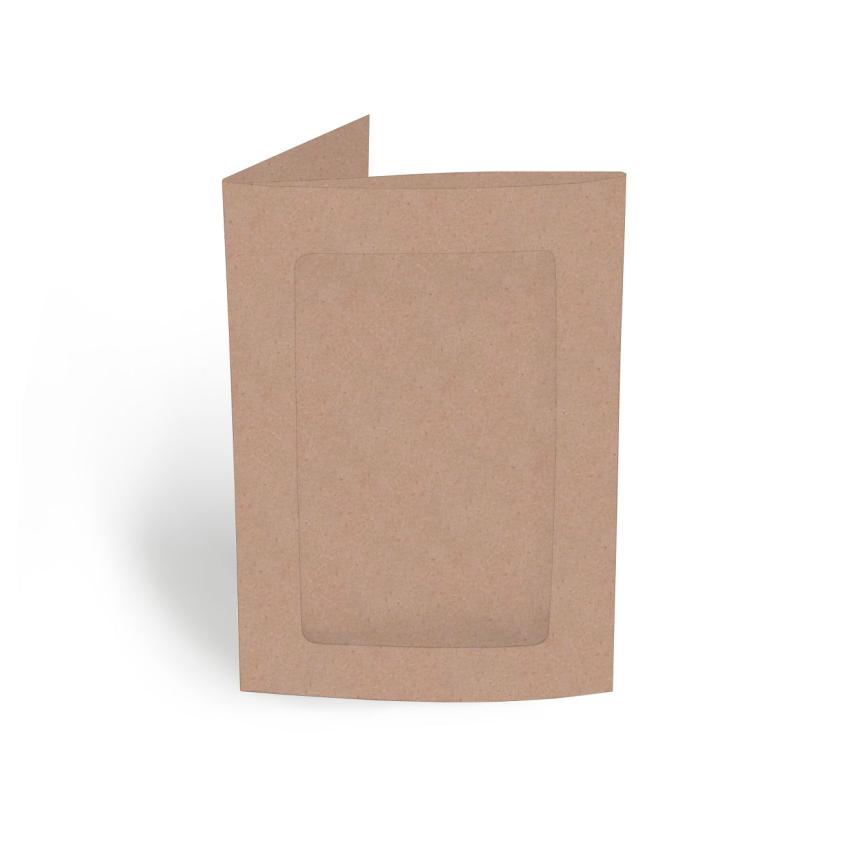 Passepartoutkarte rechteck 3-Fach DIN A6 in kraft rose