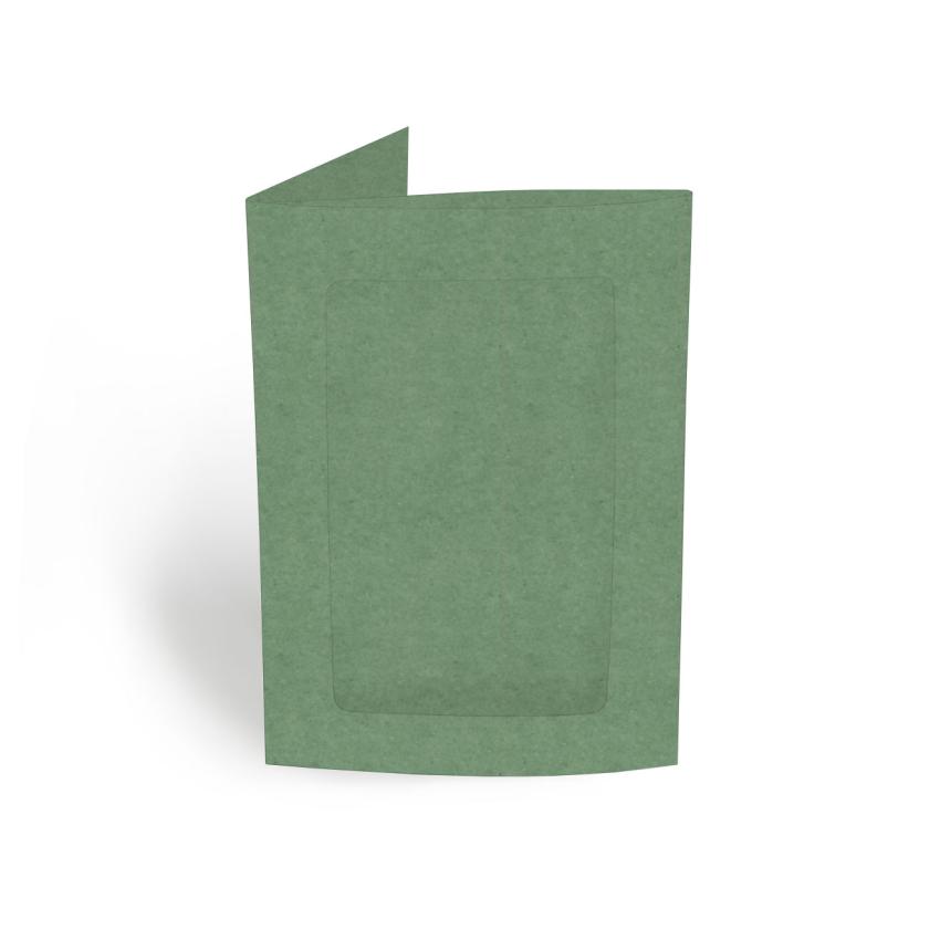 Passepartoutkarte rechteck 3-Fach DIN A6 in kraft salbei