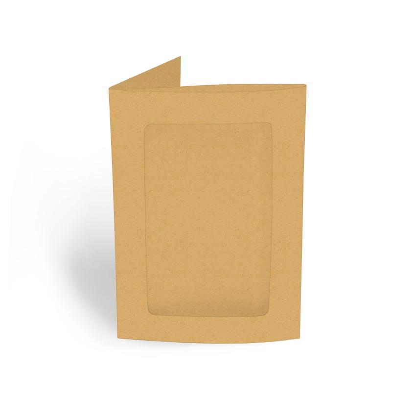 Passepartoutkarte rechteck 3-Fach DIN A6 in kraft sand