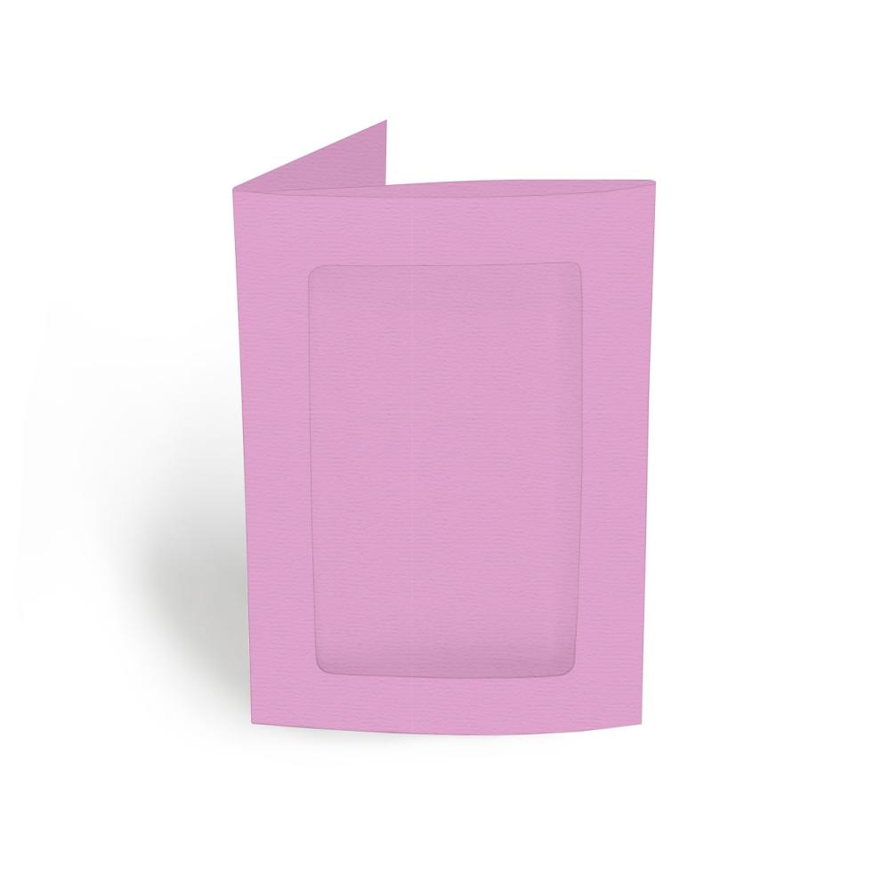 Passepartoutkarte rechteck 3-Fach DIN A6 in struktur blütenrosa