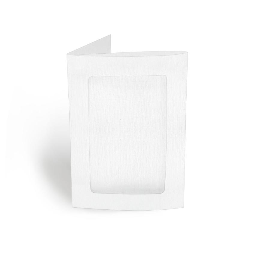Passepartoutkarte rechteck 3-Fach DIN A6 in leinen (weiss)